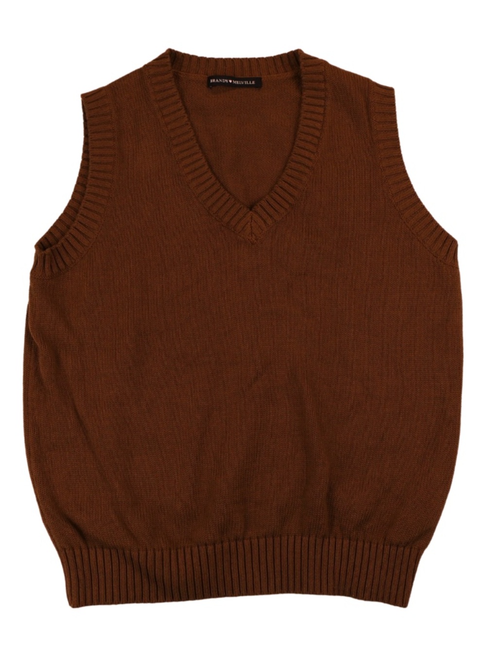Brandy Melville Brown Cotton Knit Sweater Vest One Size